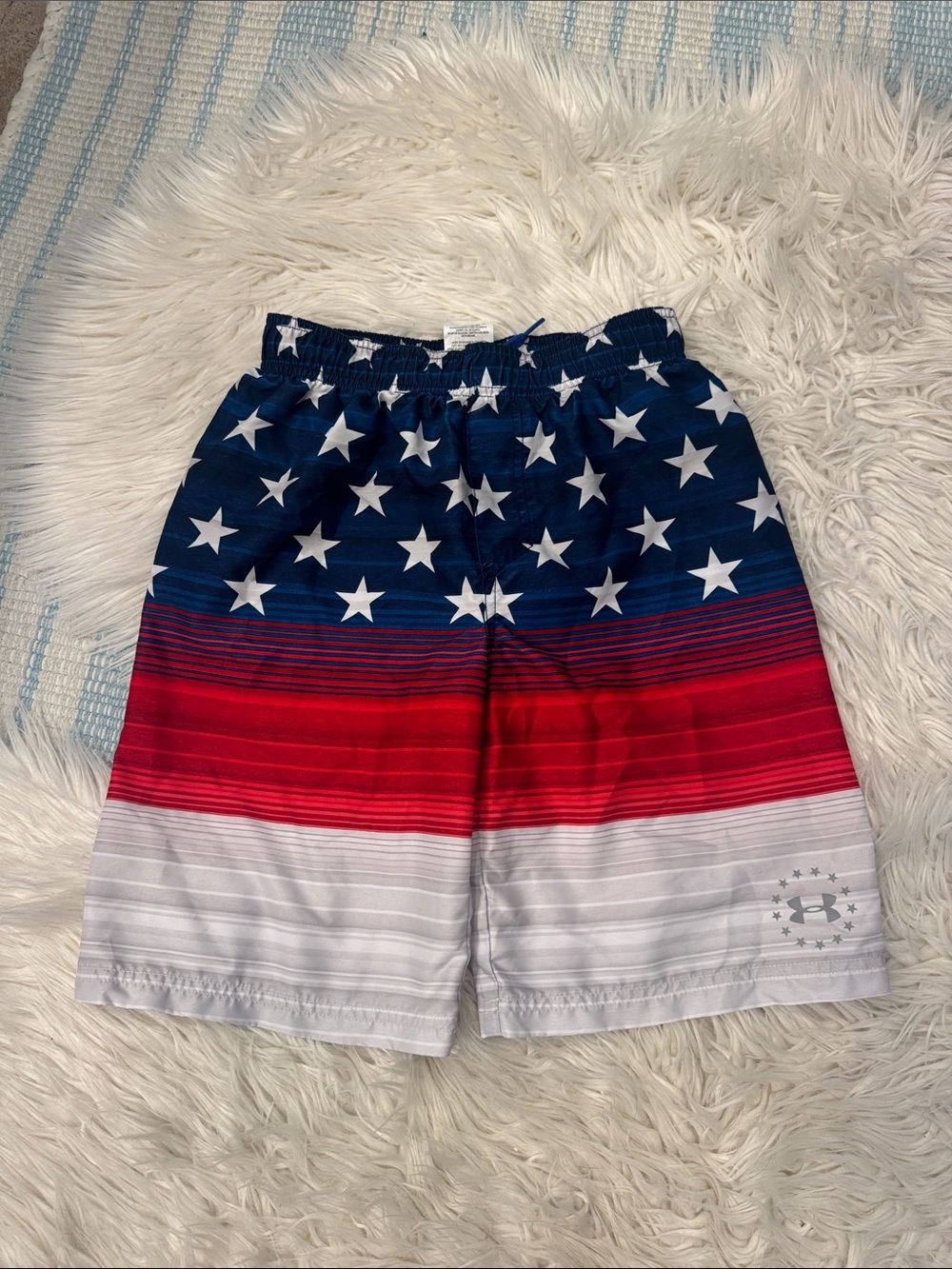 Under Armour Red, White & Blue Stars swim trunks